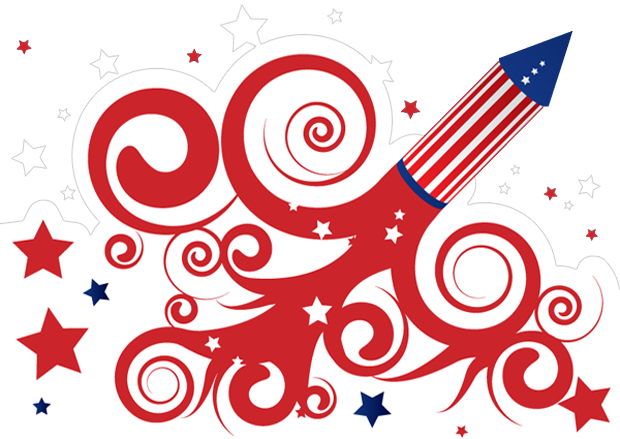 4th July Rocket - 4th Of July Fireworks Art (620x439)