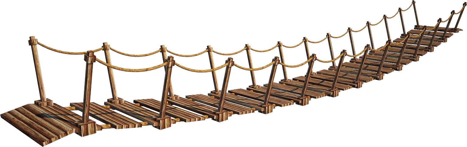 Wooden Bridge - Rope Bridge Png (1535x485)