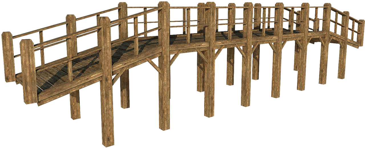 Wooden Bridge Clip Art For Kids - Bridge With Transparent Background (1280x519)