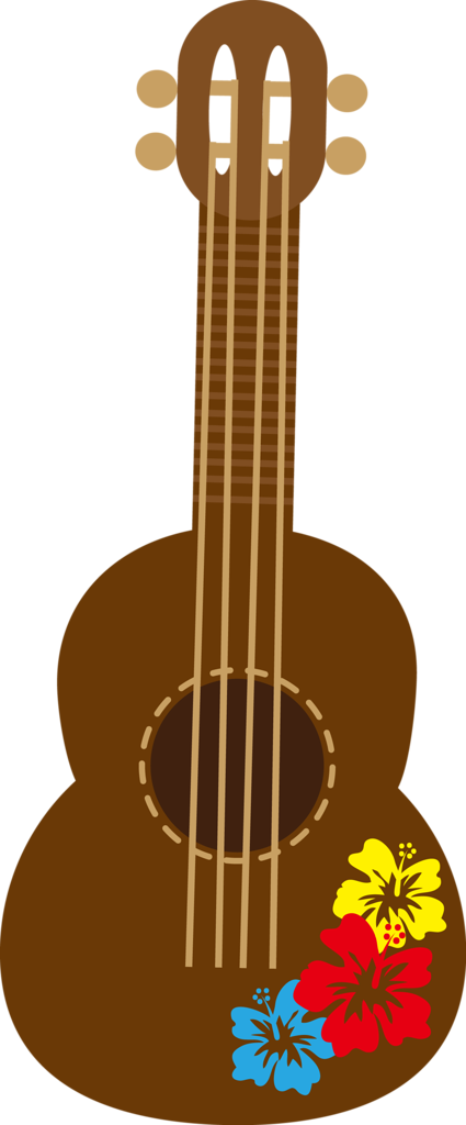 Hawaiian Aloha Tropical - Hawaiian Guitar Clipart (425x1024)