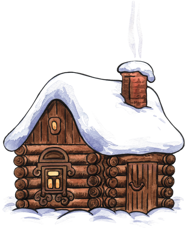 Log Bridge Cliparts - Snowy Log Cabin Clip Art (650x800)