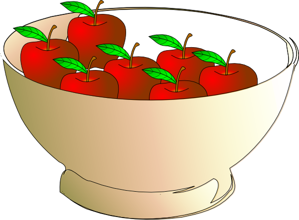 Bowl 7 Apples Clip Art - 2 Apples In A Bowl (600x443)