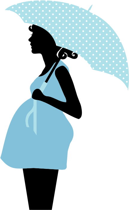 Umbrella Clipart Pregnant Woman - Cartoon Pregnant Woman Silhouette (444x720)