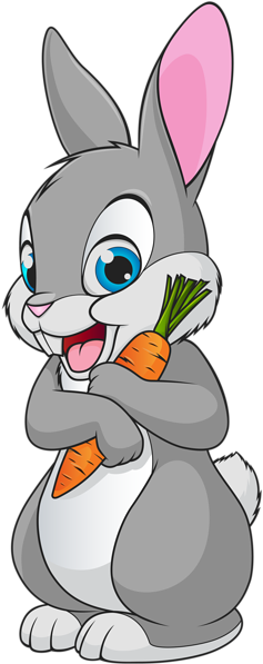 Cute Bunny Cartoon Transparent Clip Art Image - Rabbit Clipart (244x600)