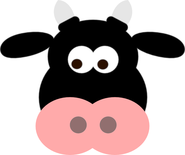 Cartoon Cow Face - Black Angus Cow Cartoon (600x502)