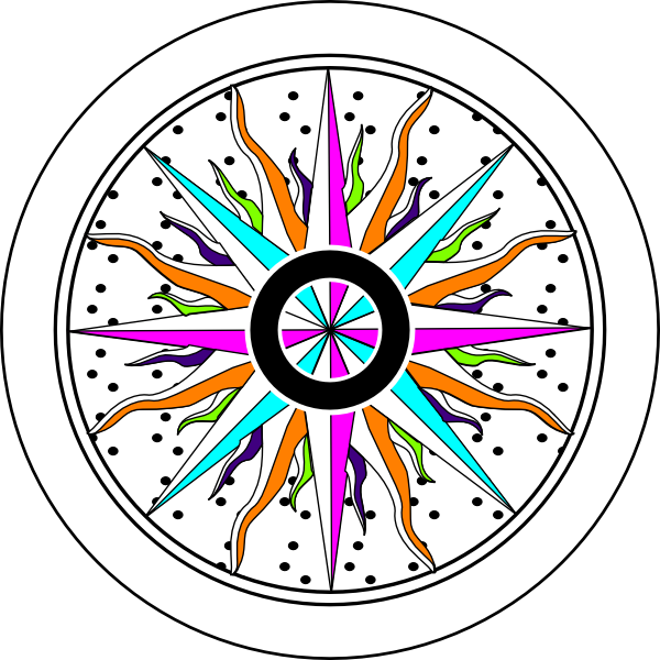 Colorful Compass Rose Clip Art - Colorful Compass Rose (600x600)