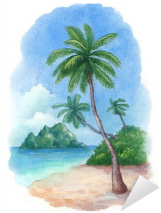 Vinilo Pixerstick Ilustración De La Acuarela De La - Hawaii Watercolor (400x400)