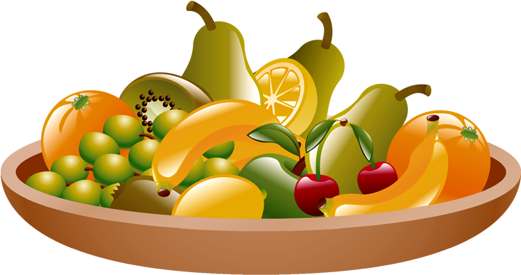 Vegetable Clipart Fruit Plate - Bowl Of Fruits Clipart (750x422)