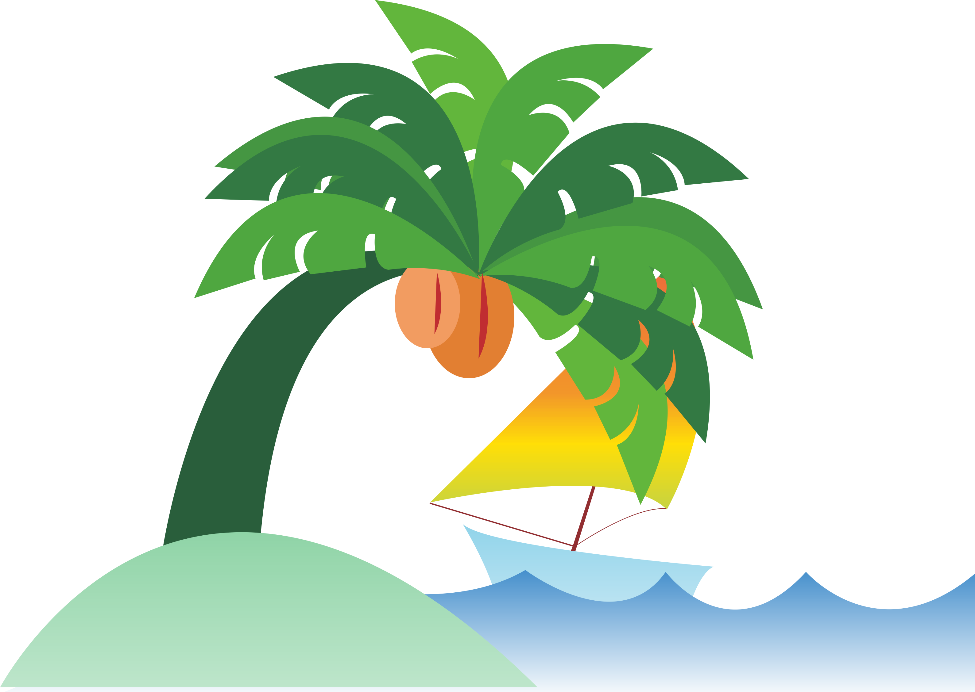Sea Coconut Flat Design Cartoon - Beach Flat Design Png (3177x2257)