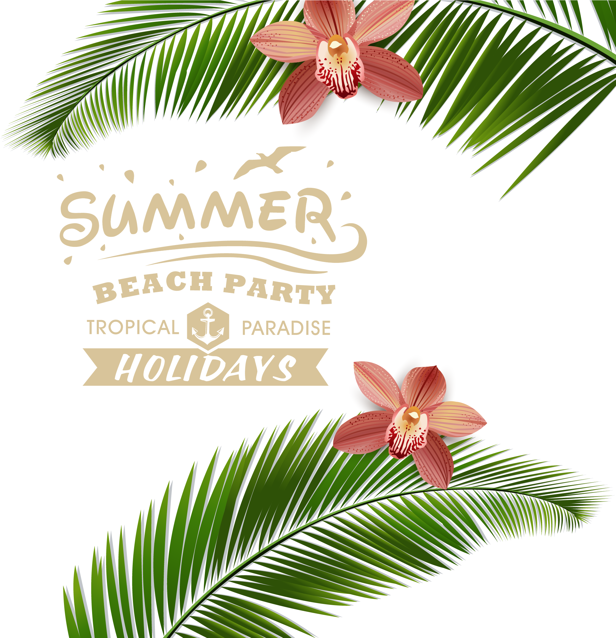 Summer Beach Resort Vector Material Posters - Beach Party Vector Png (2152x2152)