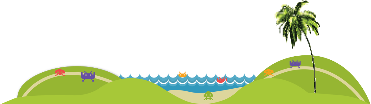 Alien Beach Scene - Beach Scene Transparent Background (1200x338)