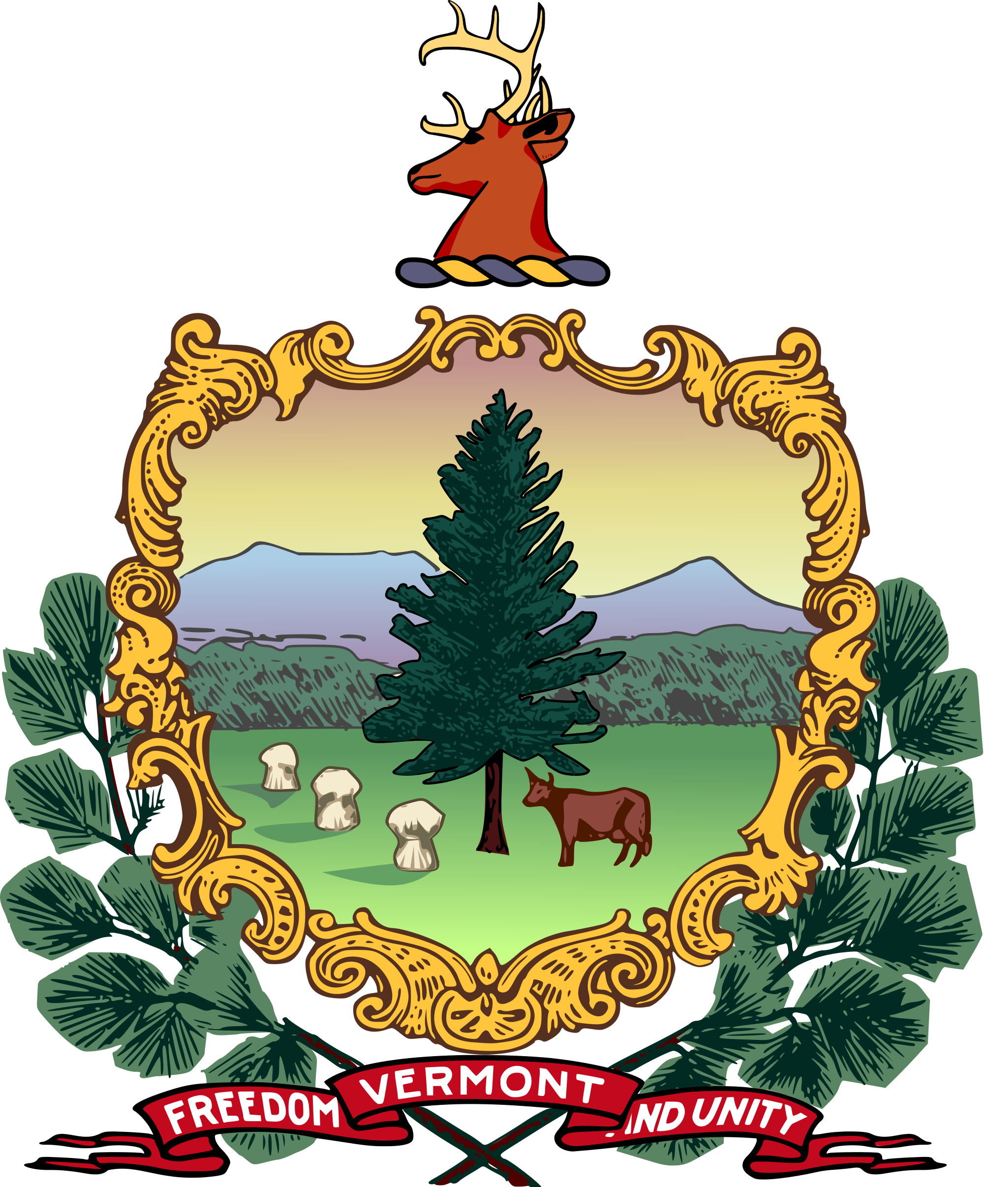 Coat Of Arms Of Vermont - Vermont State Coat Of Arms (2000x2413)