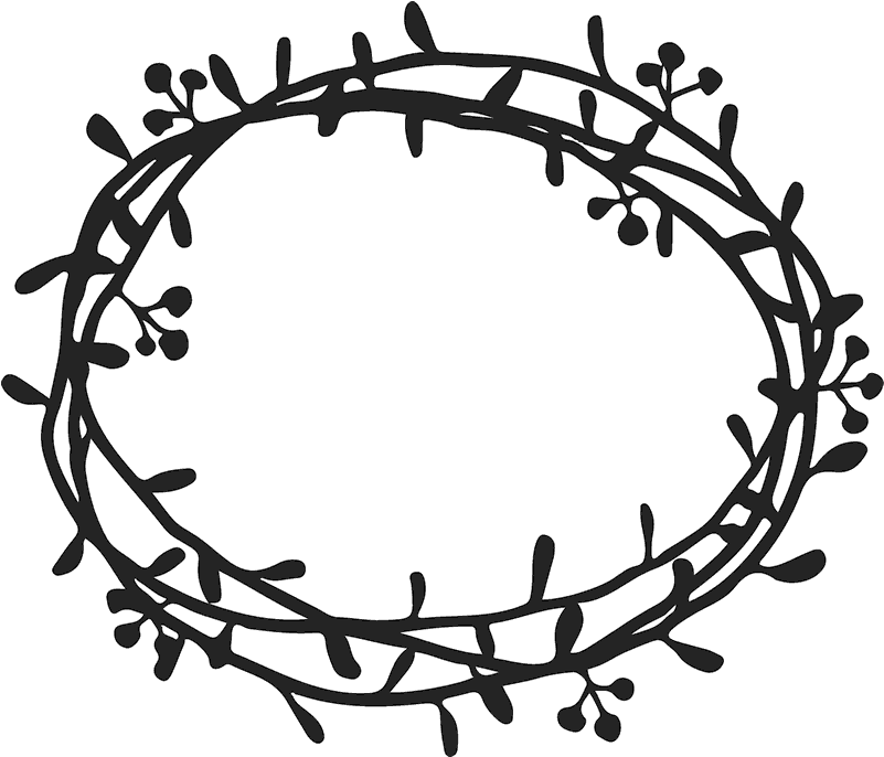 Wreath With Leaves Rubber Stamp - Circle (800x800)