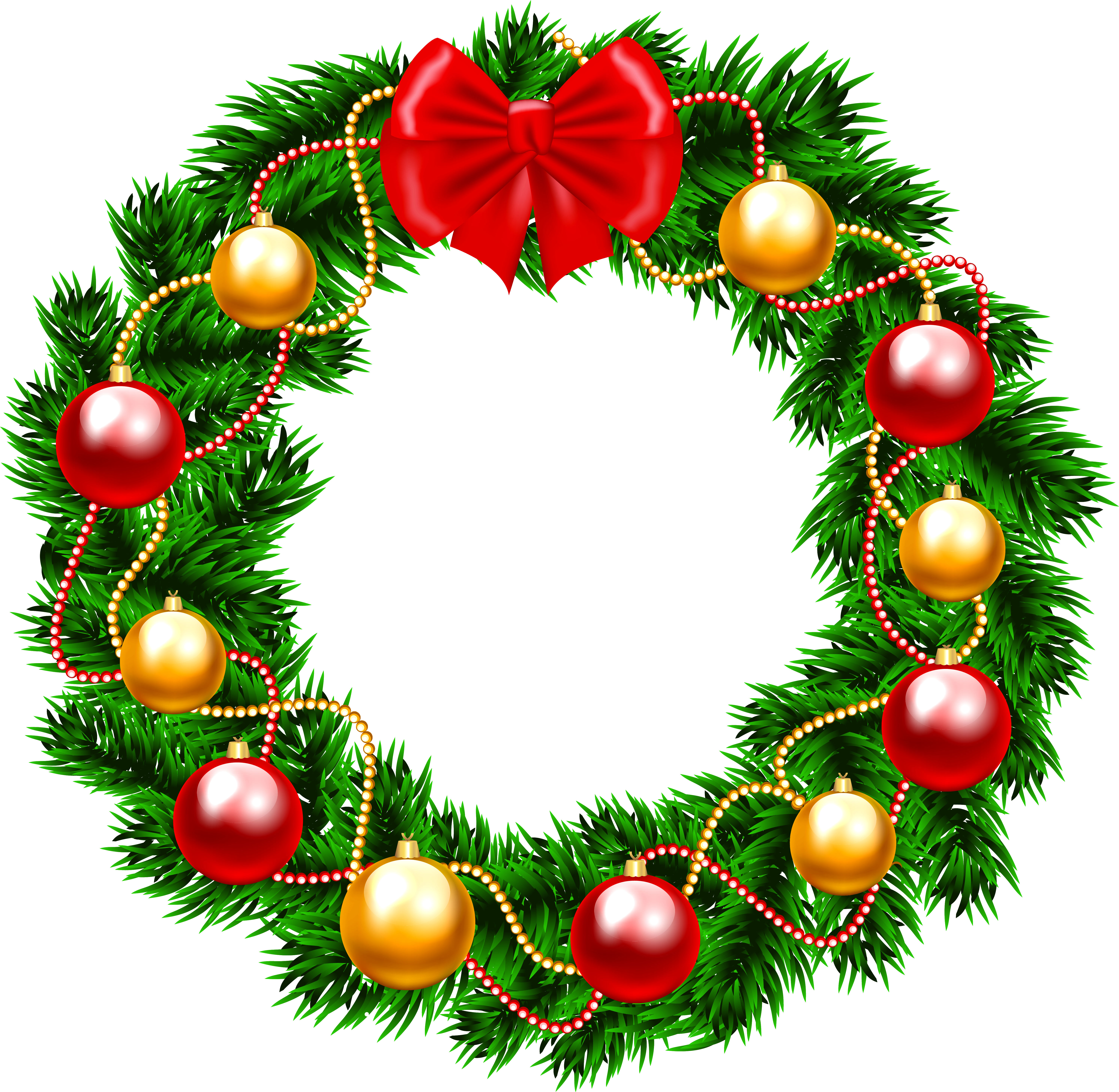 Holley Clipart Christmas Wreath Pencil And In Color - Christmas Wreath Clip Art (6129x5999)