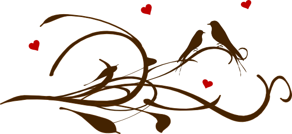 Brown Love Birds On A Branch Clip Art At Clker - Animated Love Birds Png (600x275)