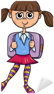 Primary School Girl Cartoon Illustration Sticker • - Fun & Easy Activities For Kids (400x400)