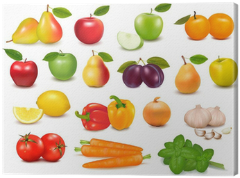Big Collection Of Fruits And Vegetables Vector Canvas - Fruit Illustration Vector Free (400x400)