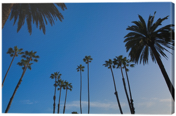 California High Palm Trees Silohuette On Blue Sky Canvas - Hollywood Sign (400x400)