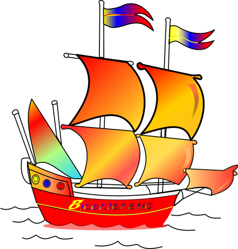 Perahu Layar Warna-warni - Whimsical Pirate Ship Shower Curtain (479x500)