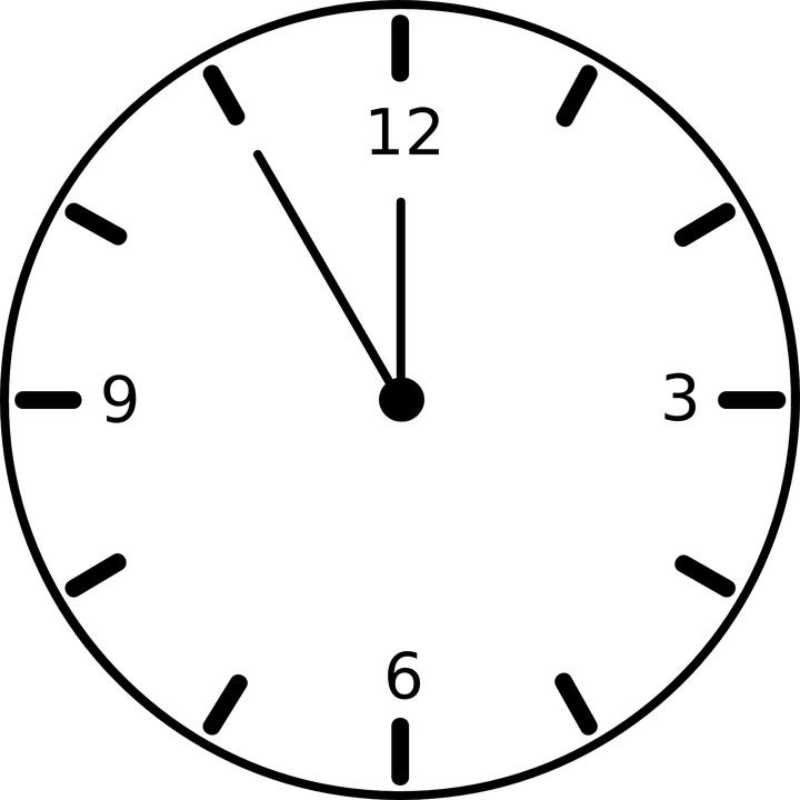 Watch Clipart Simple - Clock Black And White (720x720)