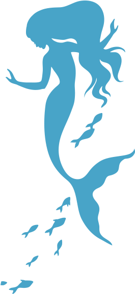 Fish Fin Clipart Black And White Download - Mermaids Silhouettes (300x616)