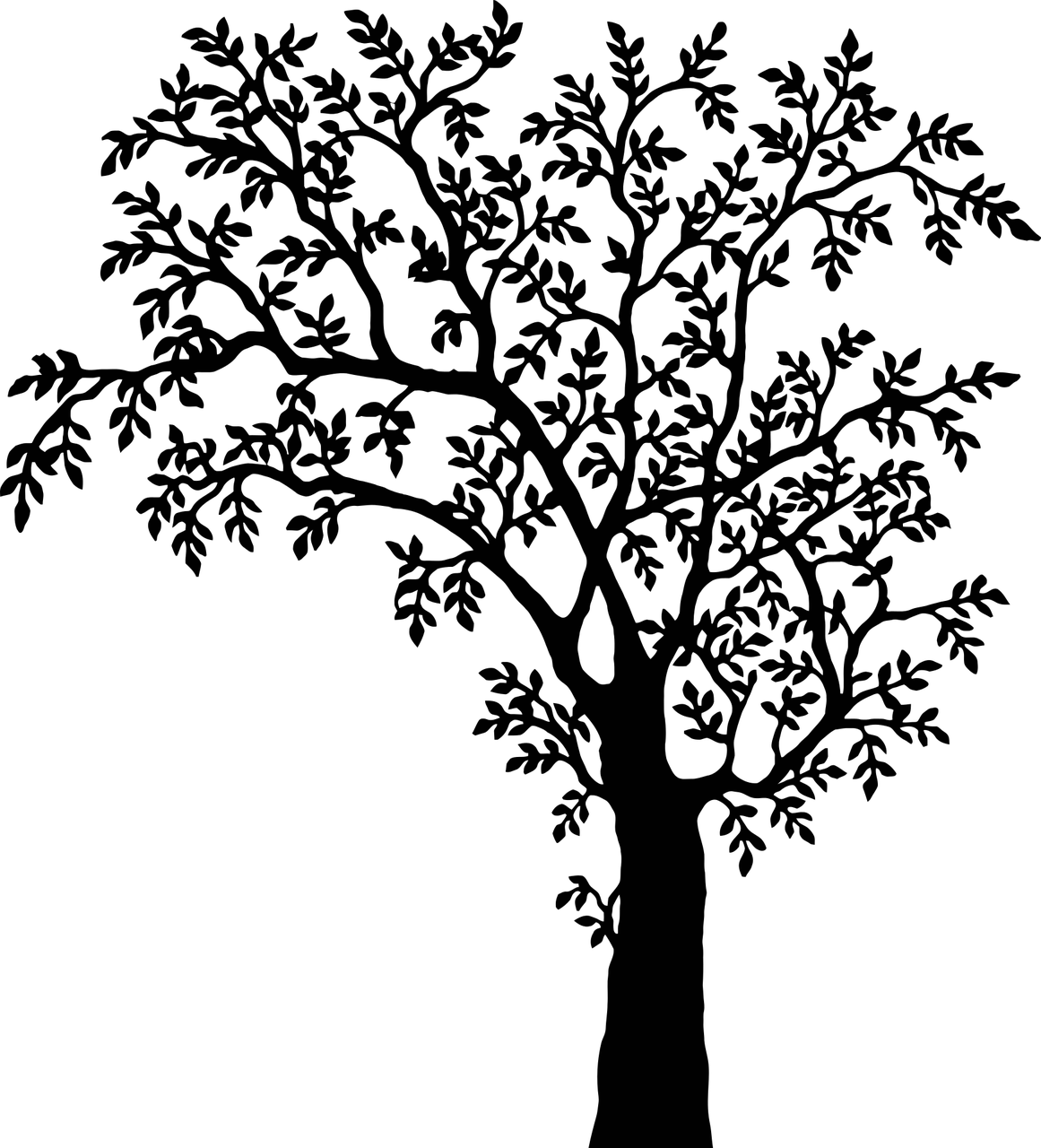 How To Draw A Tree Free Printable Tree Stencils, 16 - Vintage Tree Silhouette (1161x1280)