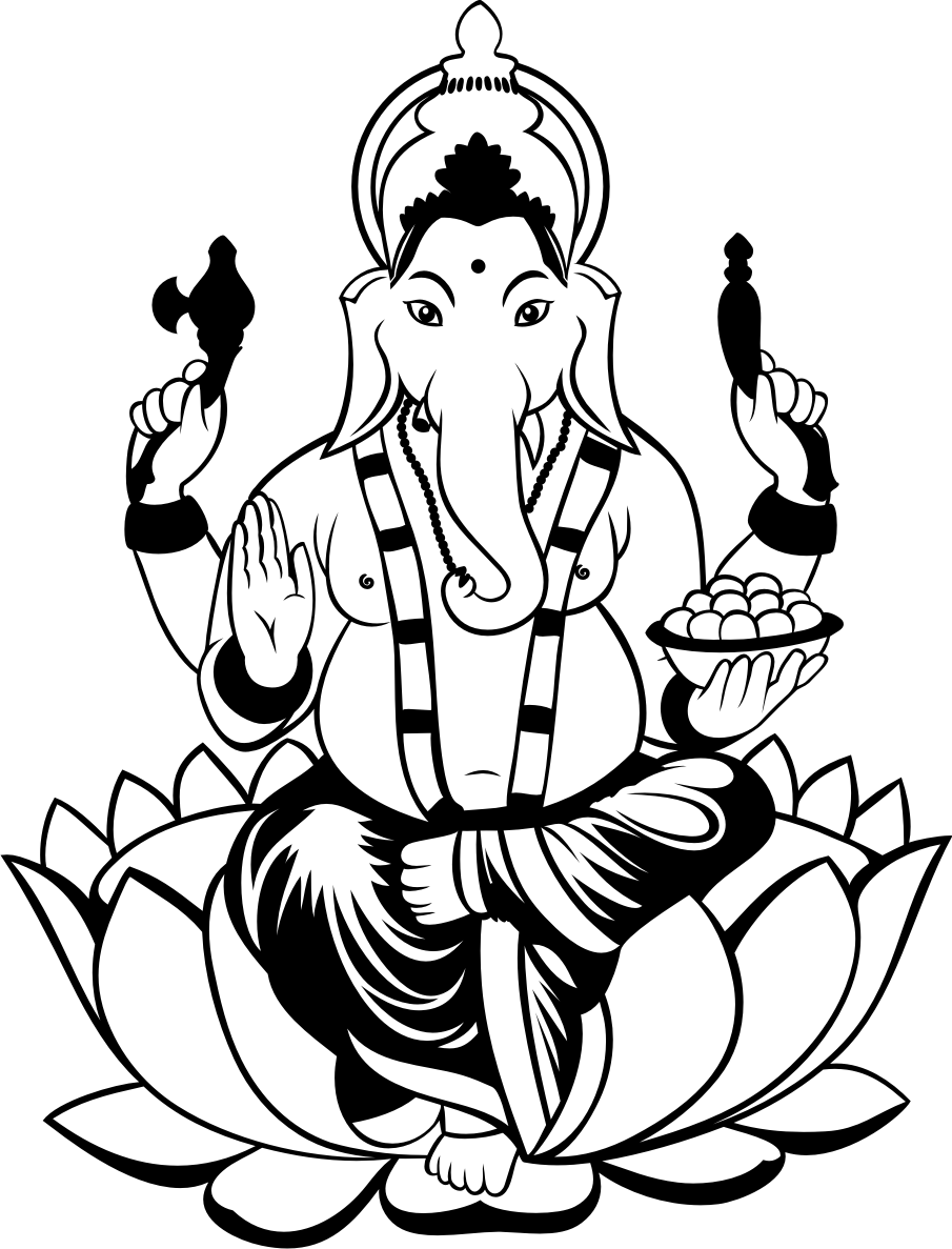 Ganesha Drawing Clip Art - Ganesh Black & White (905x1187)
