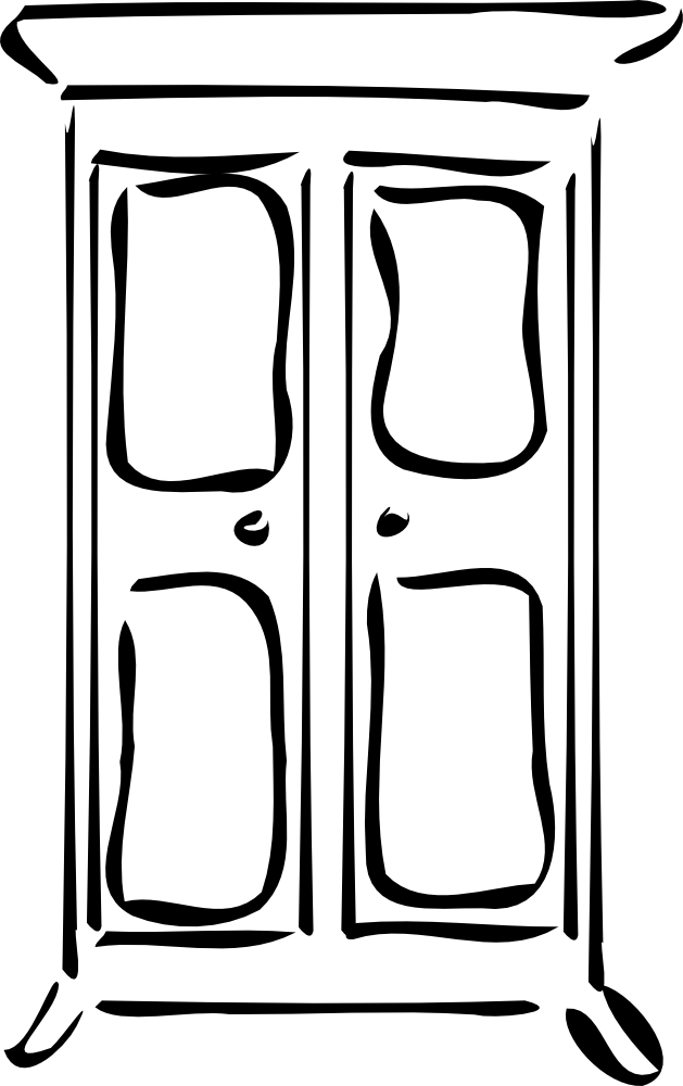 Cupboard Clipart Black And White - Cupboard Clip Art (629x1000)