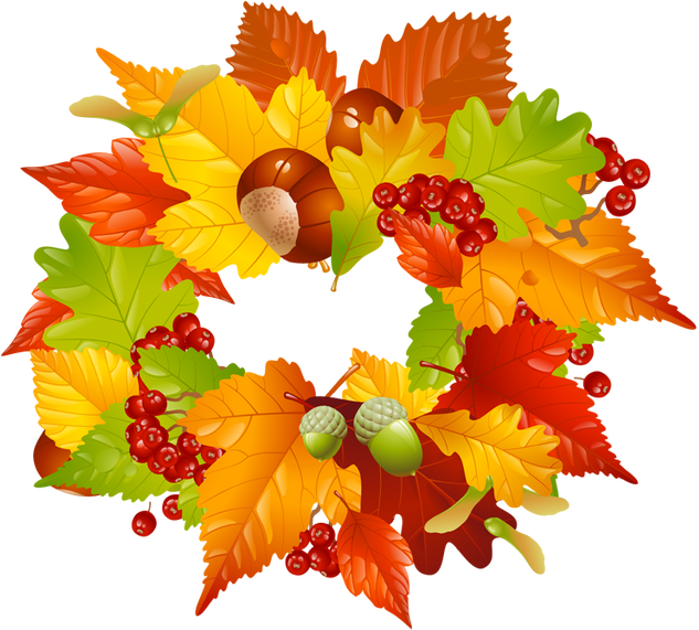 Colorful Clip Art For The Fall Season - Fall Wreath Clip Art (640x571)