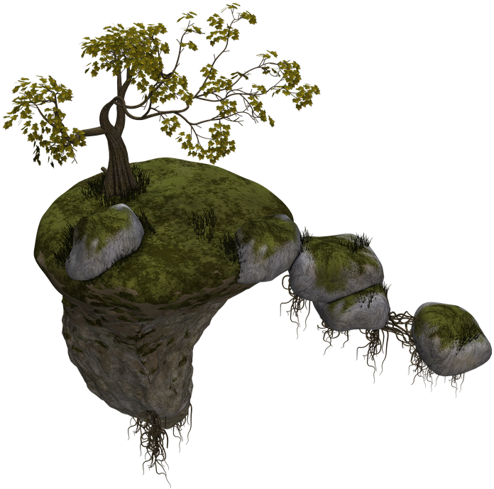 Island, Flying Island, Tree, Stones, Rock, Fantasy - Exercise Book With 150 Lined Pages (960x720)
