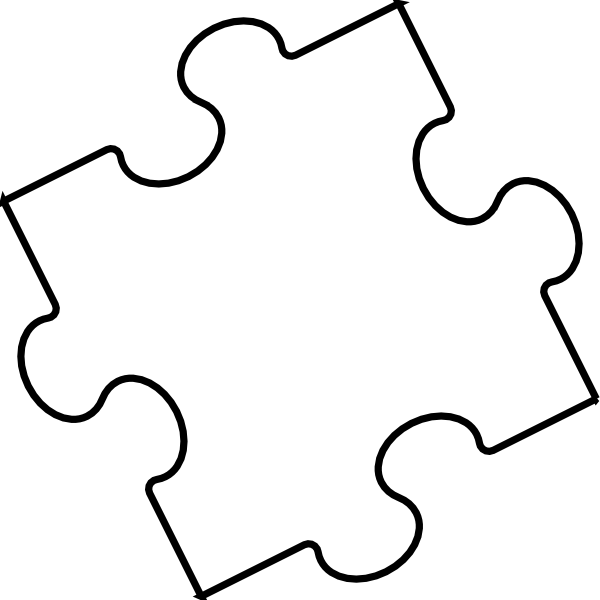 Black White Puzzle Piece Clip Art At Clker - Clip Art (600x600)