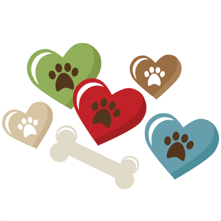 Elegant Picture Of Dog Bone Heart Pawprints And Bone - Dog Scrapbook Clipart (432x432)
