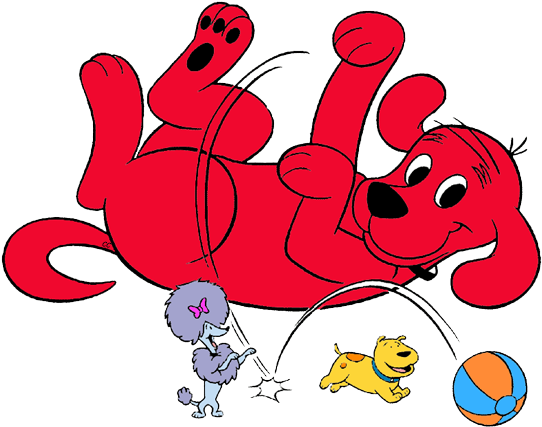 Bones Clipart Red Dog - Clifford The Big Red Dog Playing (550x438)