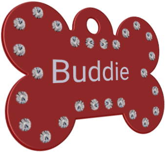 99 Red Bone Pet Tag With Crystals - Dog Tag (450x450)