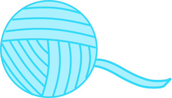 Light Blue Yarn Clip Art - Ball Of Yarn Clipart (600x341)