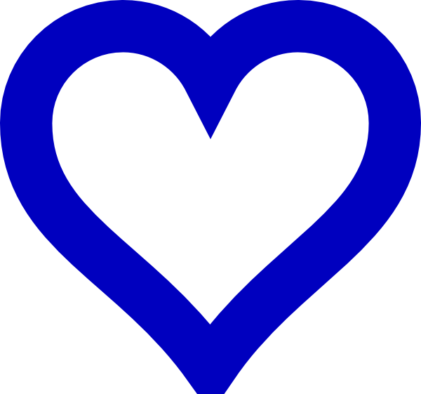 Open Blue Heart Clip Art - White And Blue Heart (600x561)