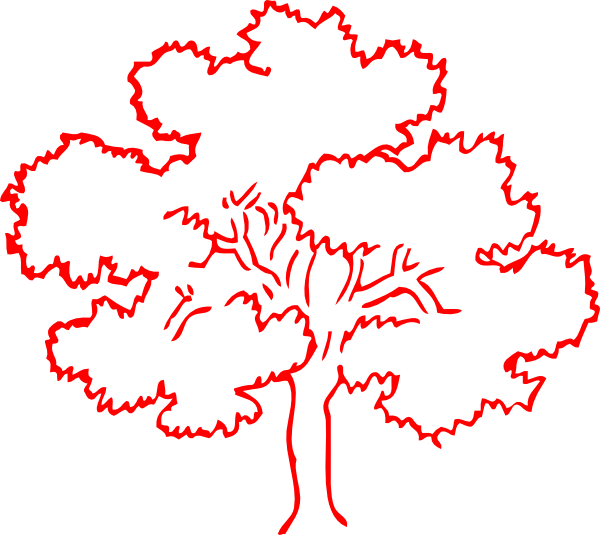 Red Oak Tree Silhouette Clip Art - Tree Drawing Black And White (600x535)