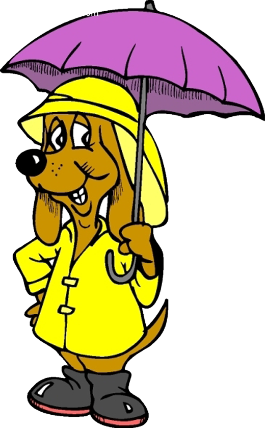 Raincoat Jacket Royalty-free Clip Art - Dog In Rain Clipart (520x839)