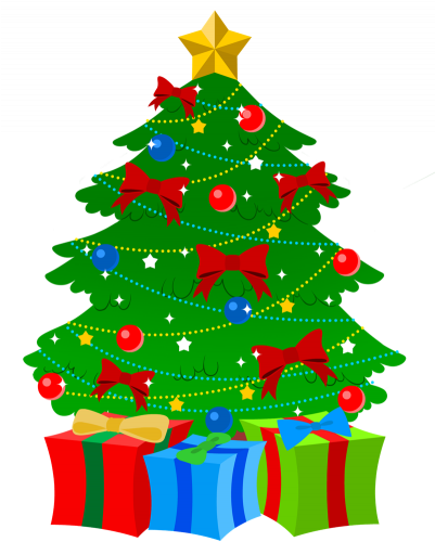 Last Day Before Christmas Break - Christmas Tree With Presents Clip Art (400x525)