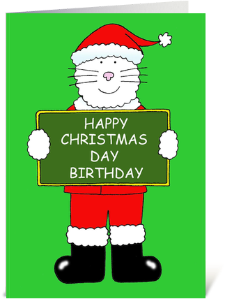 Happy Christmas Day Birthday - Cat In Santa Hat Happy Xmas Cousin. Card (435x429)