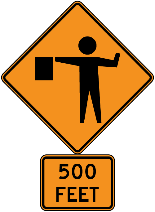 Flagger Ahead Sign - Flagger Ahead Sign (500x680)