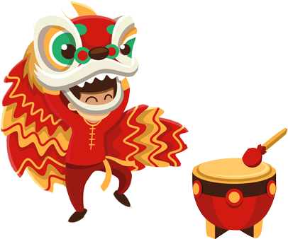 Lion Dance Chinese New Year Dragon Dance - Lion Dance Vector Png (520x520)