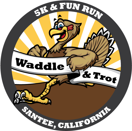 Run The Waddle & Trot 5k On Thanksgiving Day - Cartoon (600x593)