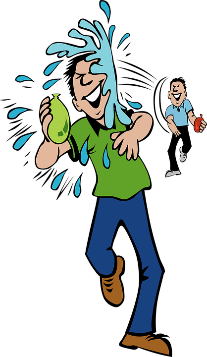 Celebration Clipart Party Person - Water Balloon Fight Clipart (418x720)