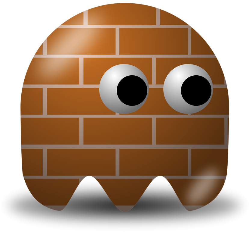 Illustration Of An Arcade Styled Brick Ghost - Pacman Baddies (958x958)