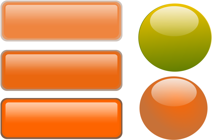 Illustration Of A Blank Glossy Buttons - Transparent Orange Button (958x633)