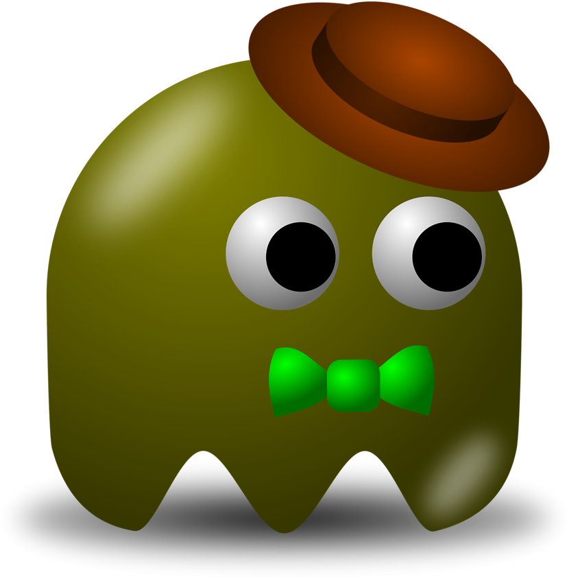 Illustration Of An Arcade Styled Green Ghost Wearing - Chef Clip Art (958x958)