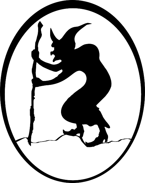 Badge, Oval, Wizard, Sorcerer, Halloween, Black - Witch Shadow (506x640)