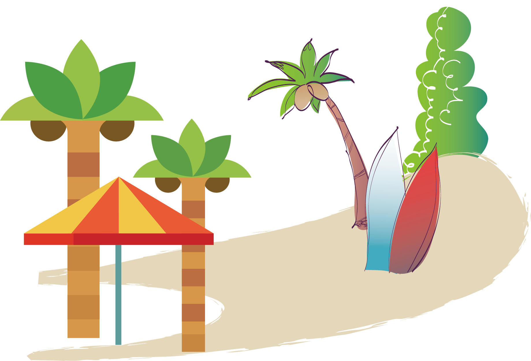 Coconut Tree Sun Umbrella Beach - Coconut Tree Sun Umbrella Beach (1839x1249)