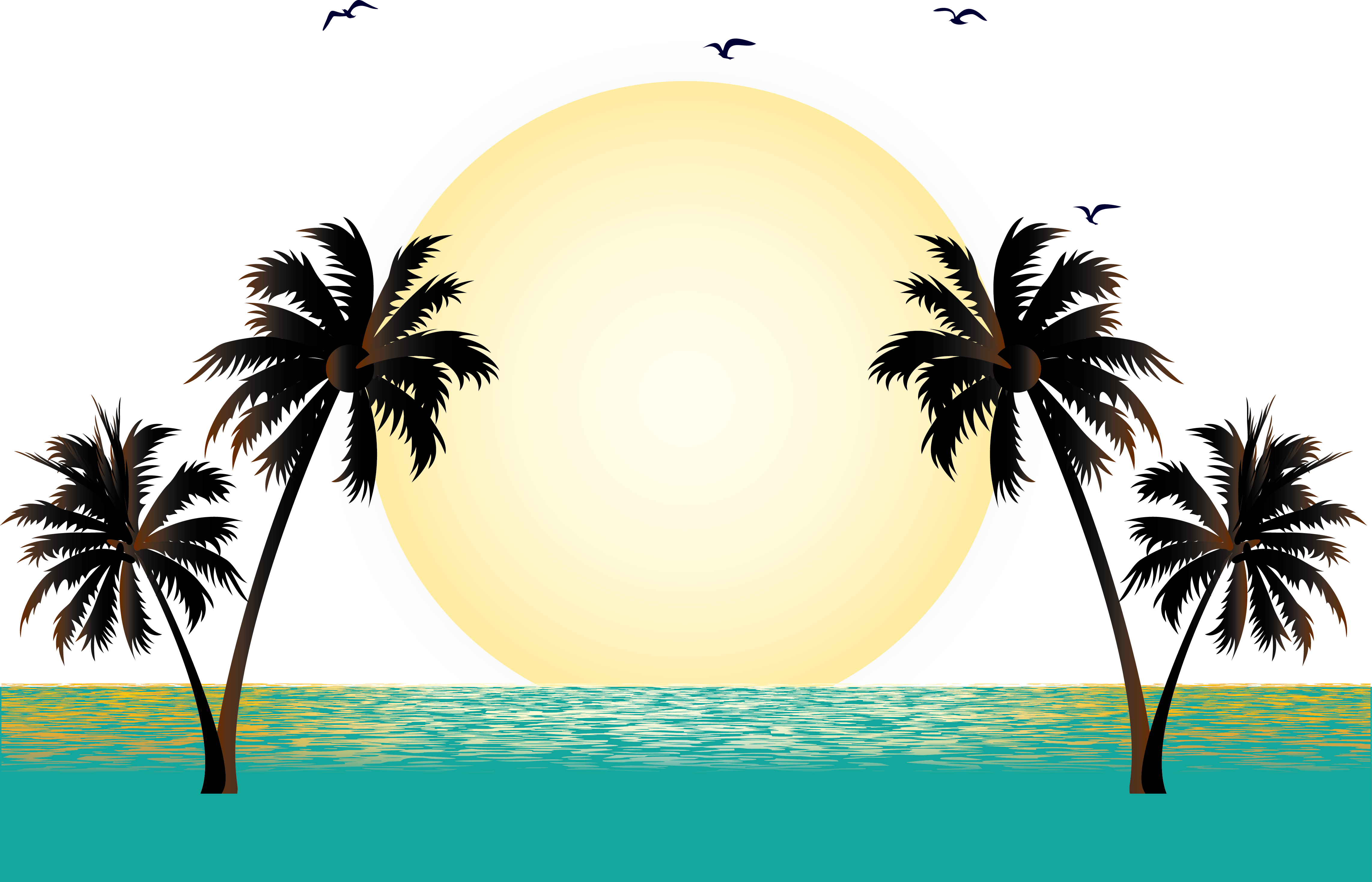 Summer Vacation Beach - Palm Tree Silhouette Clip Art (4567x2935)